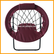 Folding round bungee chair with pillow and side pocket